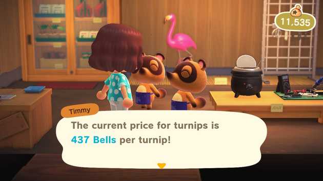 An offer to buy turnips at 437 Bells each